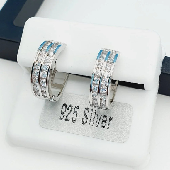 "925 Sterling Silver Cubic Zirconia Earrings, UU1P6A6126 - Picture 6 of 10